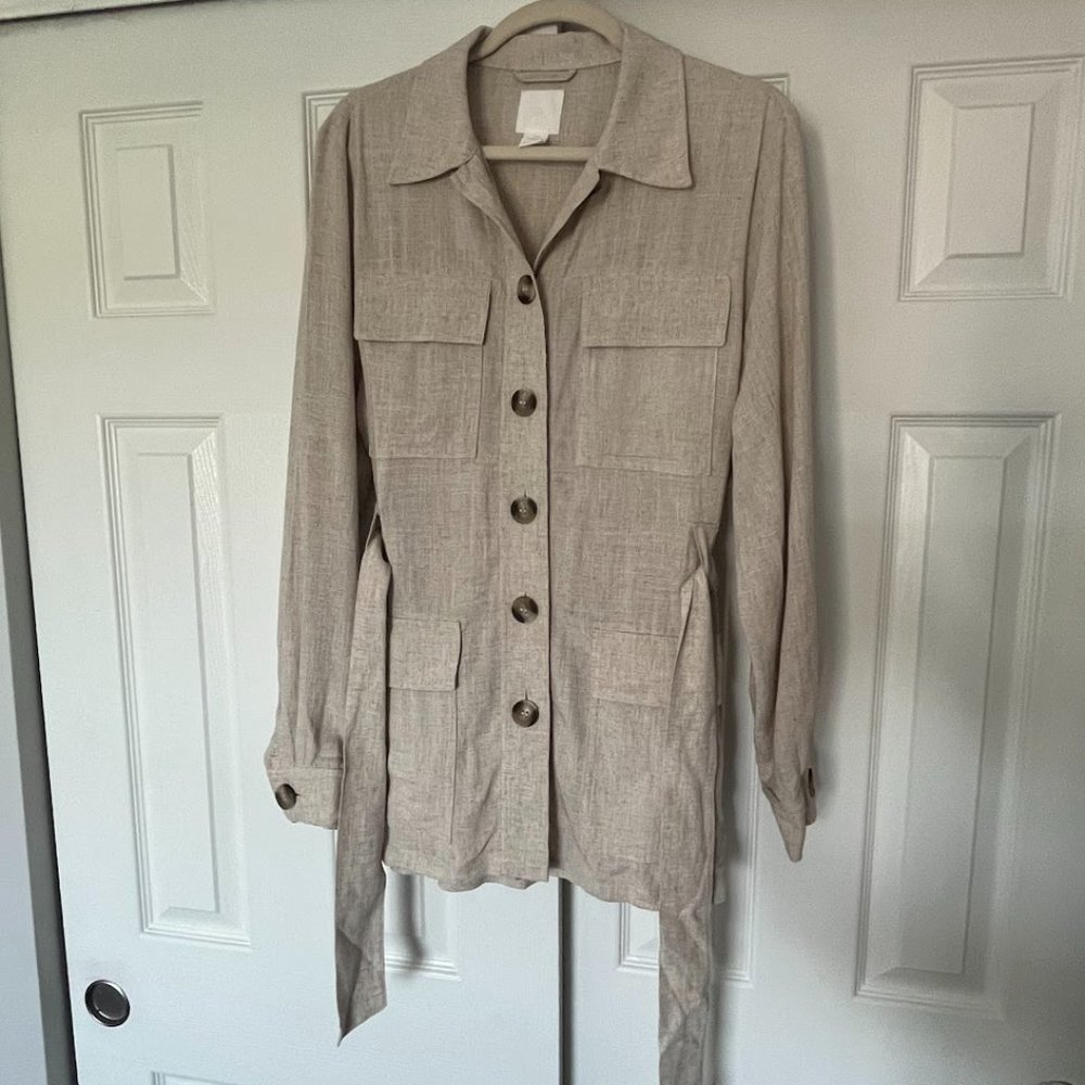 H&M Safari Utility Linen Lightweight Belted Jacket